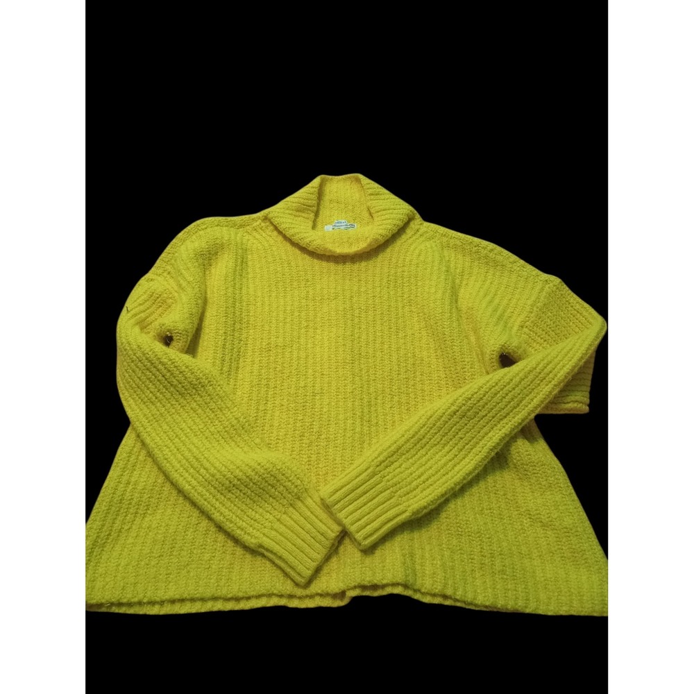 Anthropologie Yellow Chunky‎ Knit Turtleneck Sweater Ribbed Pullover Small